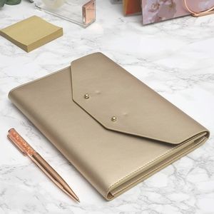 Vegan Leather Gold Journal Notebook Cover Clutch